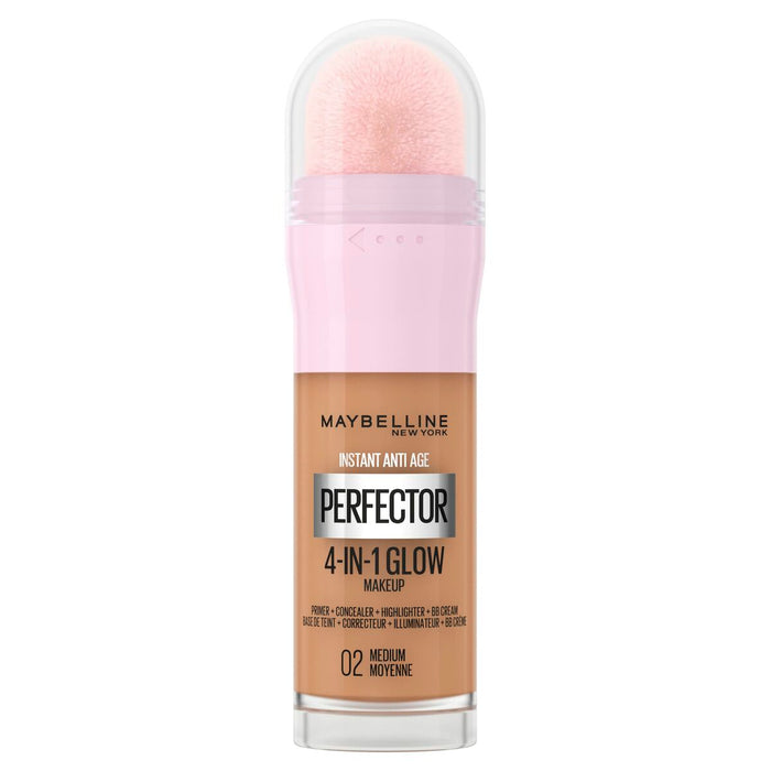 Base de maquillage liquide Maybelline Instant Age Perfector Glow Nº 02 Medium Moyenne 20 ml