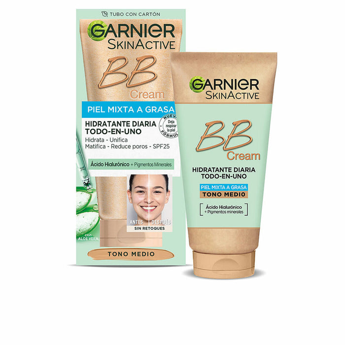 Crème Hydratante avec Couleur Garnier Skinactive Bb Cream Peau mixte Peau grasse Medium 50 ml Spf 25