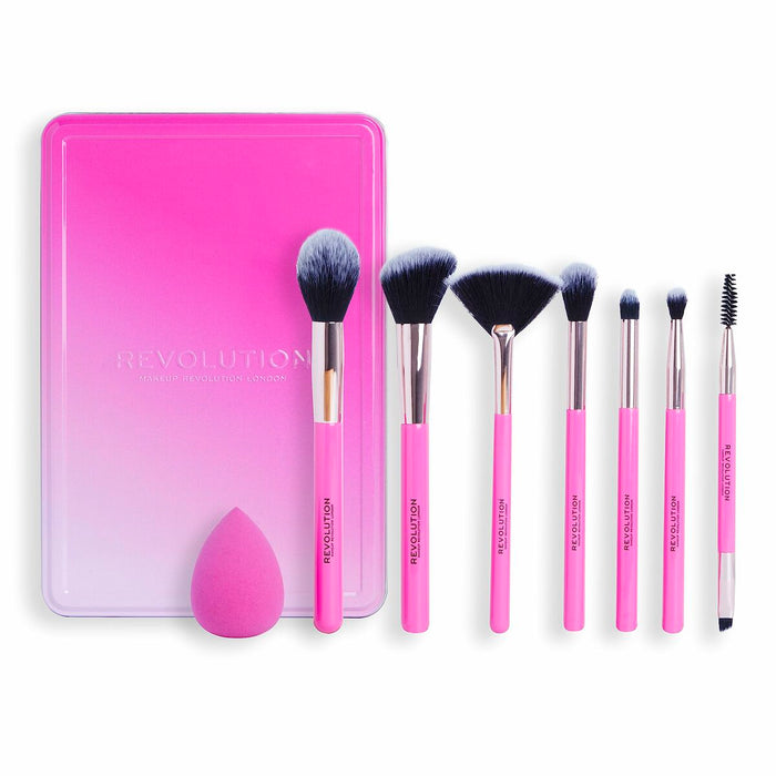 Set mit Schminkbürsten Revolution Make Up The Brush Edit Rosa 8 Stücke