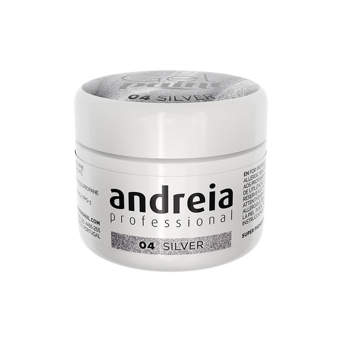 Gel-Nagellack Andreia Gel Paint Silberfarben Nº 04 4 ml