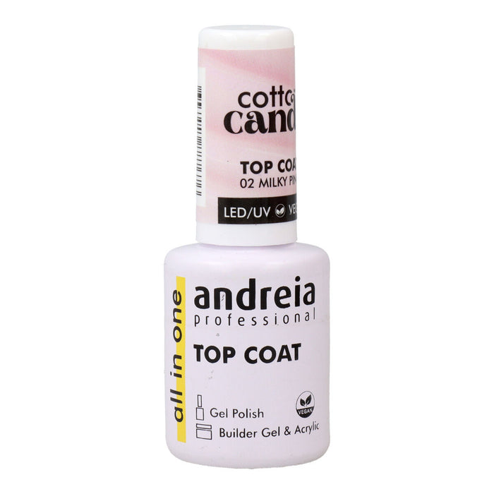 Fixateur de vernis à ongles Andreia Cotton Candy Top Coat Nº 02 Milky Pink 10,5 ml