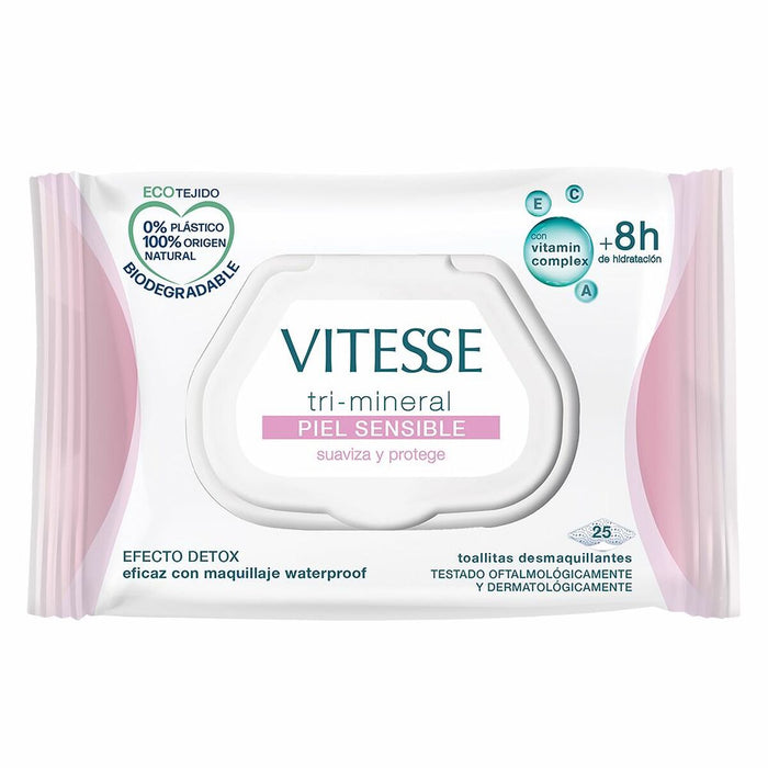 Make Up Remover Wipes Vitesse Mineral Piel Sensible Sensitive skin (25 Units)