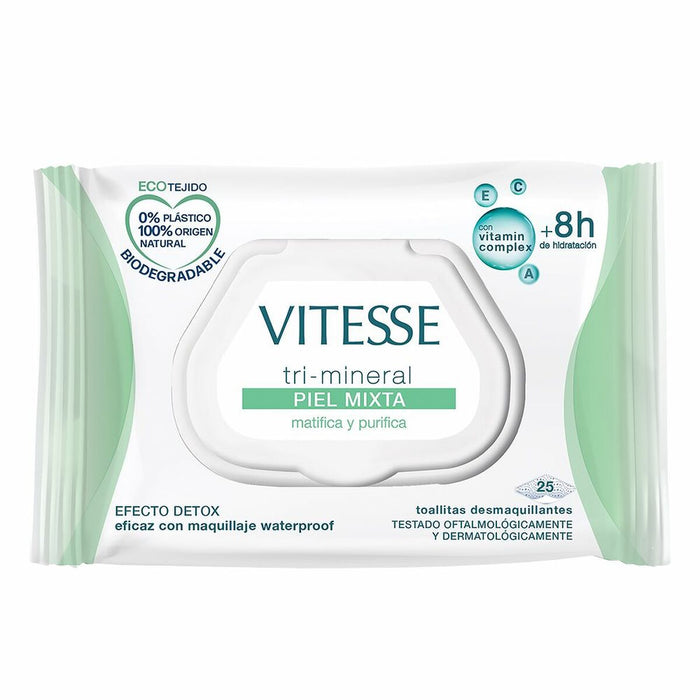 Make-up-Entferner-Tücher Vitesse Tri-Mineral Mischhaut (25 Stück)