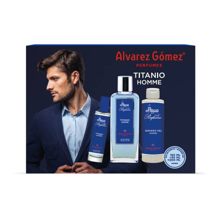 Set mit Herrenparfüm Alvarez Gomez AGUA DE PERFUME HOMME EDP Titanio Homme 2 Stücke