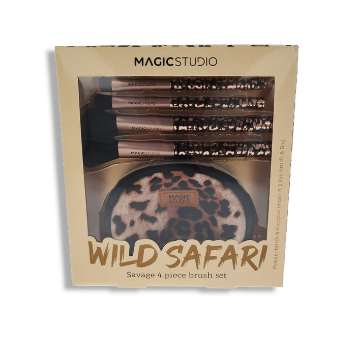 Set of Make-up Brushes Magic Studio Wild Safari Savage 4 Pieces