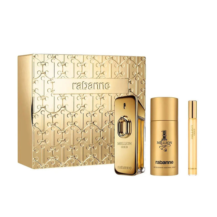 Set de Parfum Homme Paco Rabanne Million Gold 3 Pièces