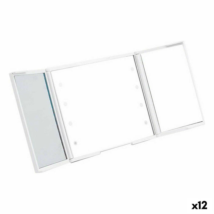 Miroir de Poche Lumière LED Blanc ABS 1,5 x 9,5 x 11,5 cm (12 Unités)